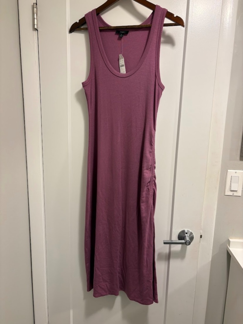 J.Crew Ruched Ribbed Tank Midi Dress - Picture 2 of 5